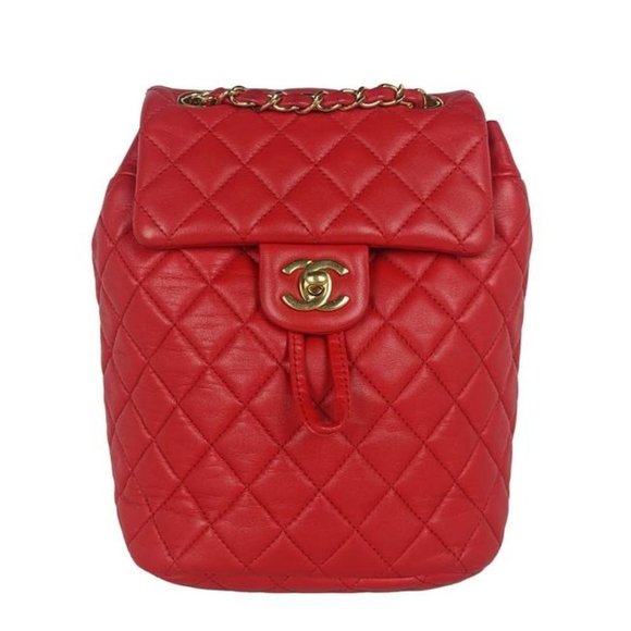CHANEL Handbags - Chanel Mini Urban Spirit Red Lambskin Leather Backpack